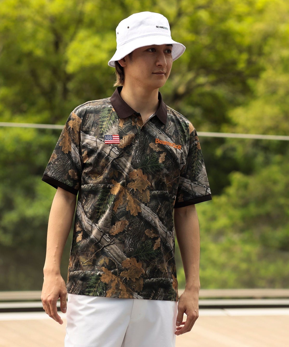 BEAMS GOLF（ビームス ゴルフ）ORANGE LABEL / 星条旗 刺繍 ポロシャツ