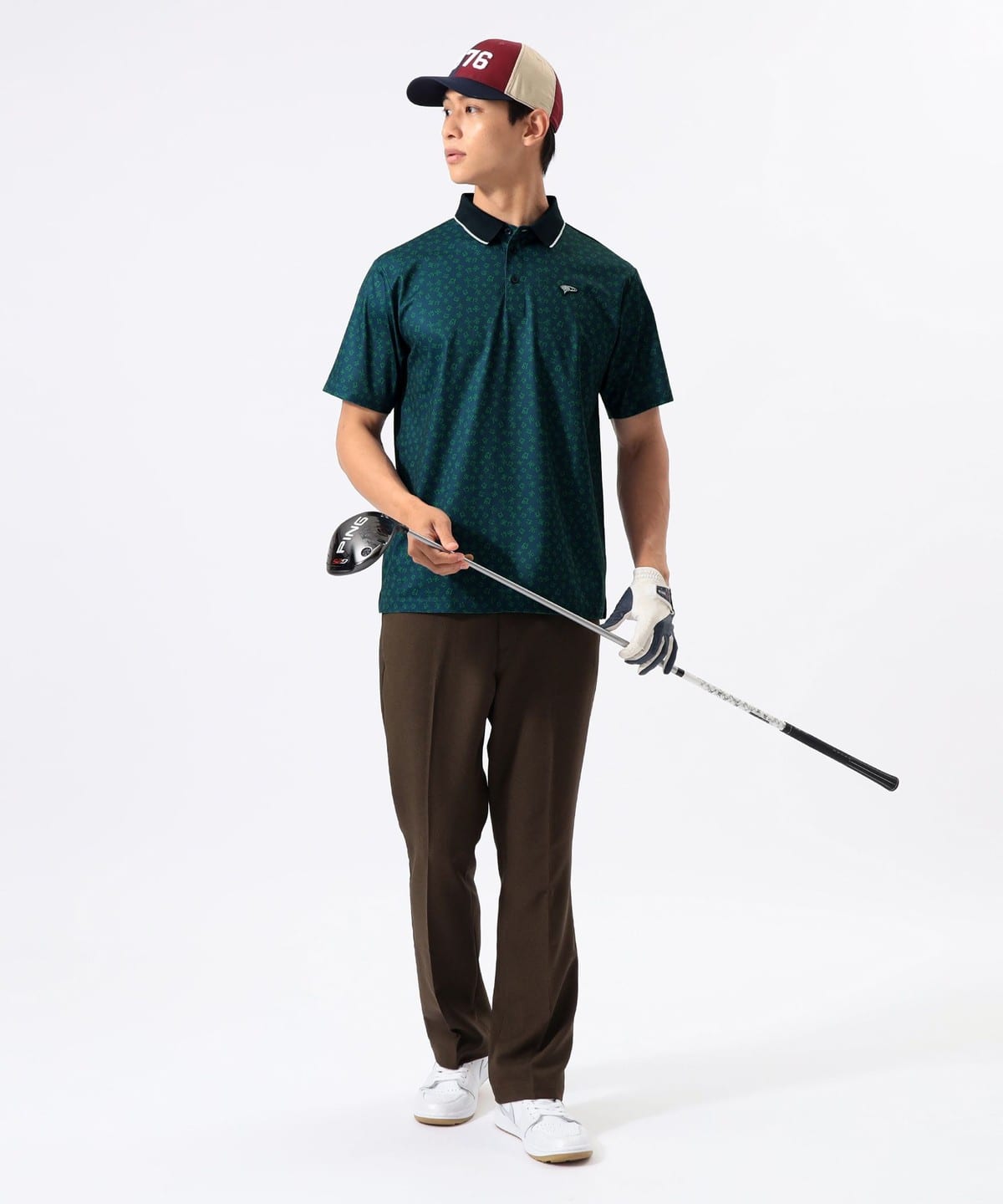 70s USA製 Alfred Shaheen ポロシャツ 総柄 ゴルフ 美品 BEAMS GOLF（ビームス ゴルフ）ORANGE LABEL / 1976 グラフィック 総柄