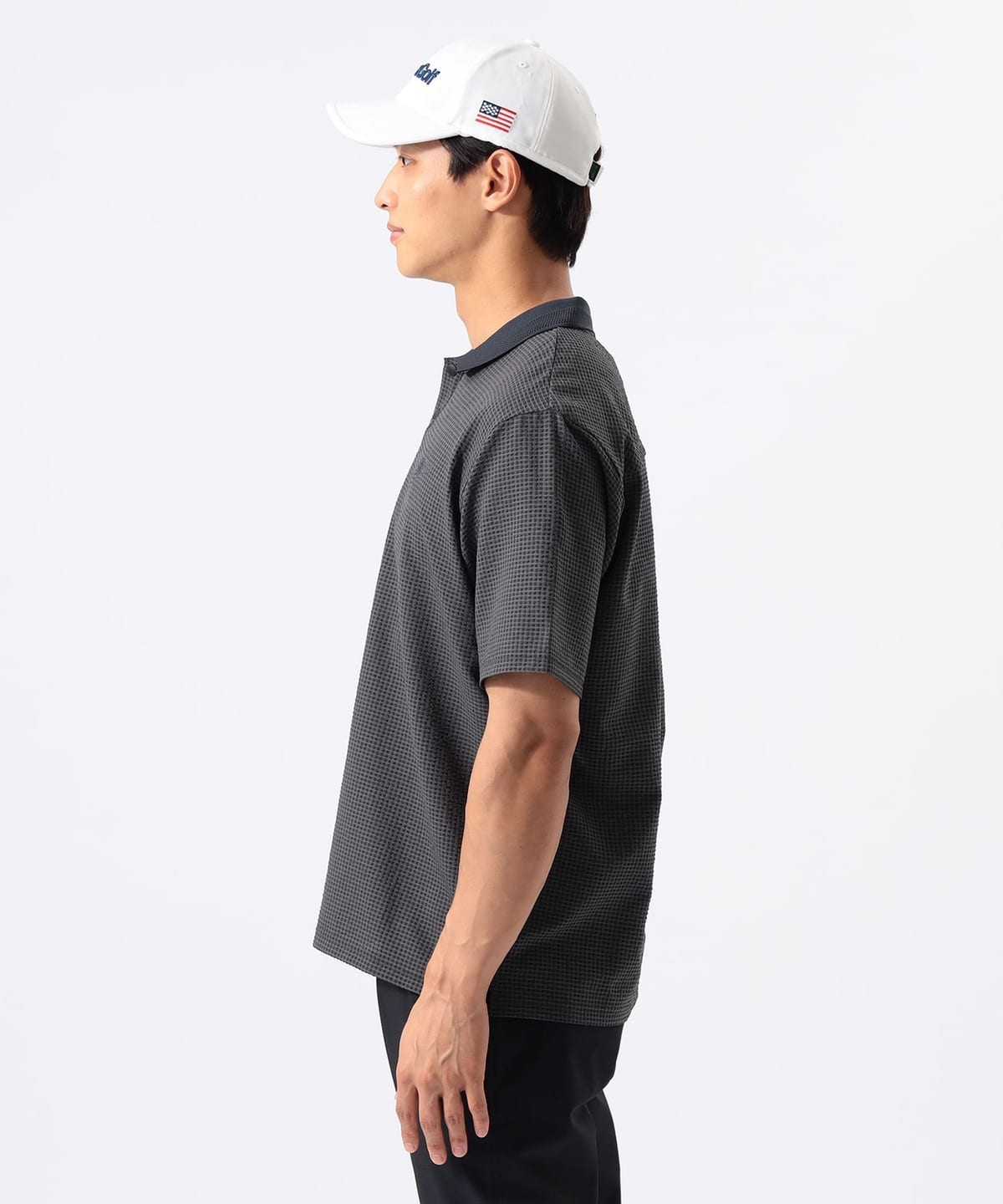 新品未使用品 BEAMS GOLF 吸汗速乾性メッシュ ポロシャツ S 白×紺