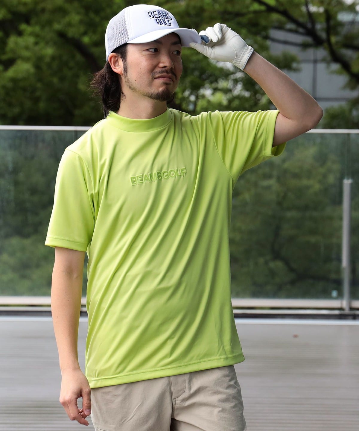 ｟美品｠ビームスゴルフBEAMSGOLF ボタニカル柄モックネックシャツ M