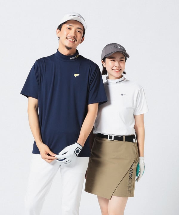 即決】BEAMS GOLF ビームスゴルフ 2021年モデル ハイネック 半袖Tシャツ ロゴ ホワイト系 XL [240001710626] ゴルフウェア  メンズ - スポーツ別