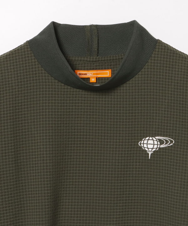 ビームス ゴルフ モックネックシャツ 長袖 黒×白 ドット XL