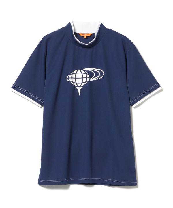 【美品】BEAMS GOLFモックネック長袖Tシャツ XLホワイト ネイビー BEAMS GOLF（ビームス ゴルフ）ORANGE LABEL / スムース