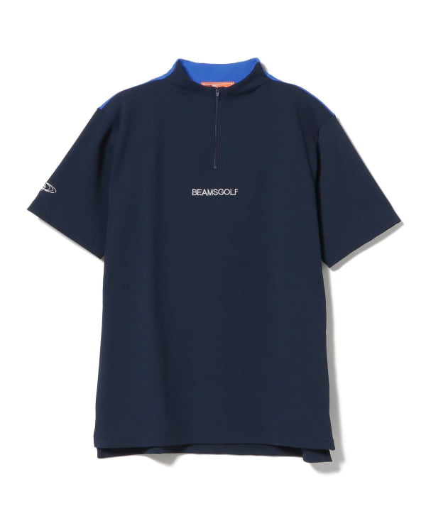 サイズ：M BEAMS GOLF ビームスゴルフ  ハーフジップ 半袖Tシャツ  ネイビー系 [240101417647] ゴルフウェア メンズ ストスト サイズ：M BEAMS GOLF ビームスゴルフ ハーフジップ 半袖Tシャツ