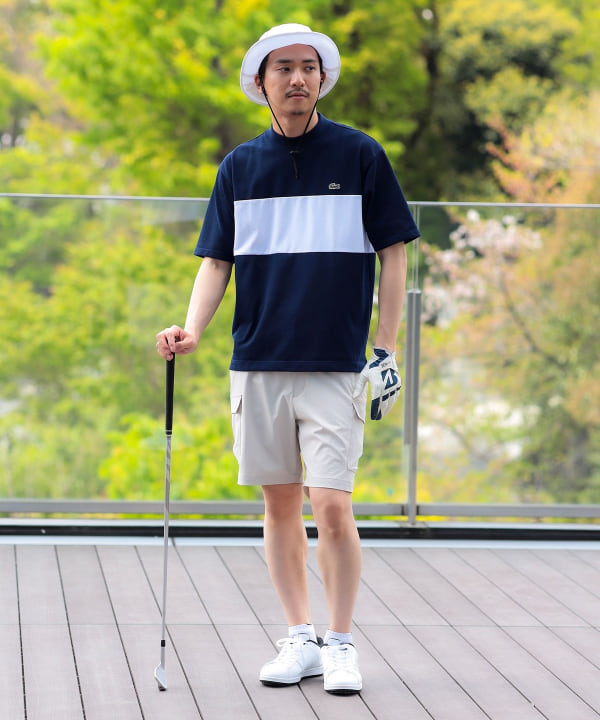 【ビームスゴルフ別注】LACOSTE / 鹿の子 パネル モックネックシャツ BEAMS GOLF（ビームス ゴルフ）〈MEN〉【別注】LACOSTE / 鹿の子