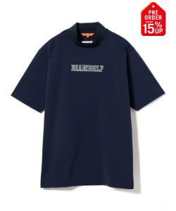 【+15%ポイントUP】ORANGE LABEL / リブ襟 ロゴ刺繍 モックネックシャツ【DRY・UV・STRETCH】