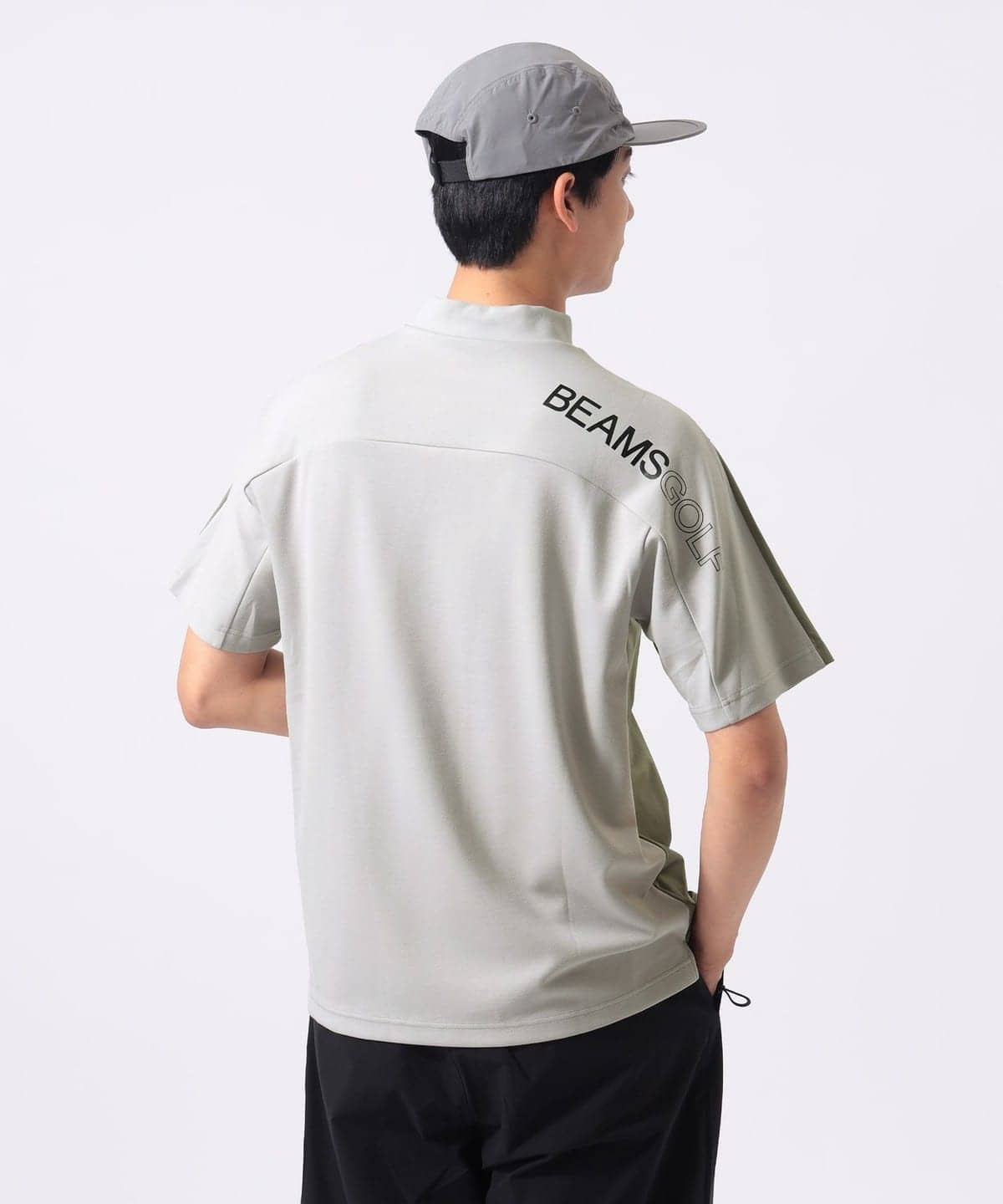 ビームスゴルフ　ポケット付き 鹿の子ダンボール モックネックシャツ BEAMS GOLF（ビームス ゴルフ）ORANGE LABEL / ヨーク異素材切り替え