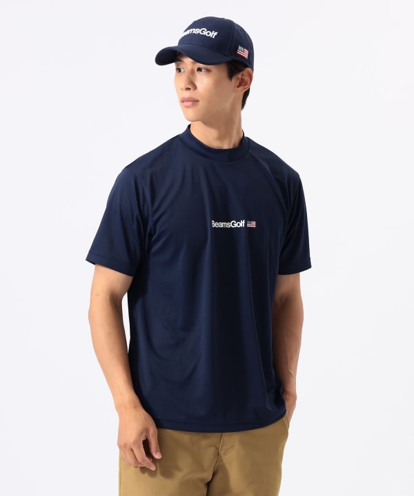 ORANGE LABEL / フロントロゴ モックネックシャツ（吸水速乾・UVカット） Model : H:185 B:93 W:72 H:92  Size：L