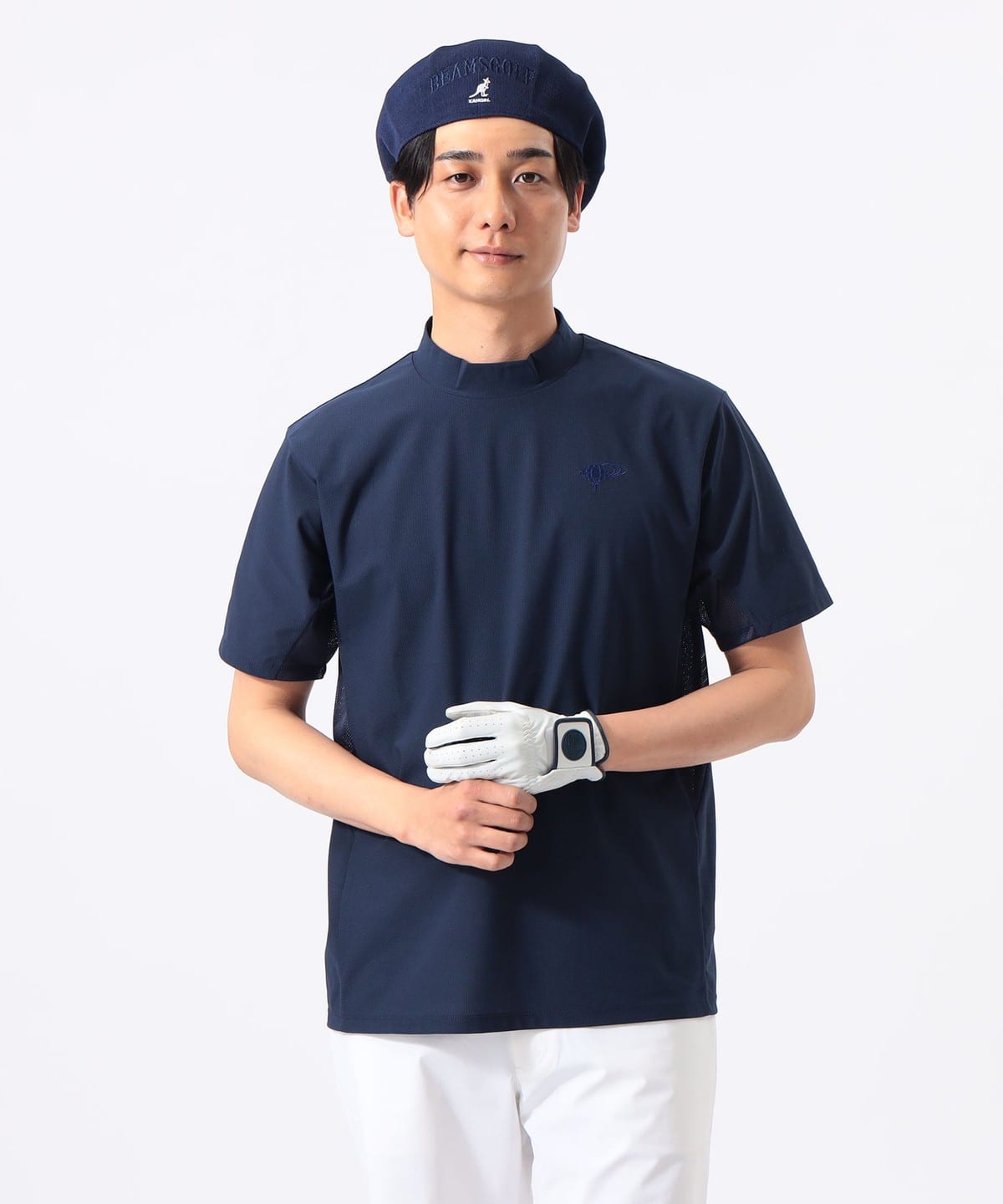 BEAMS GOLF ビームスゴルフ　メッシュ　モックネック　半袖シャツ　水色 BEAMS GOLF（ビームス ゴルフ）ORANGE LABEL / フレックスドライ