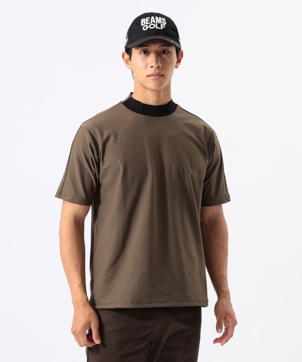 メッシュパネル モックネック シャツ Model : H:185 B:93 W:72 H:92  Size：L