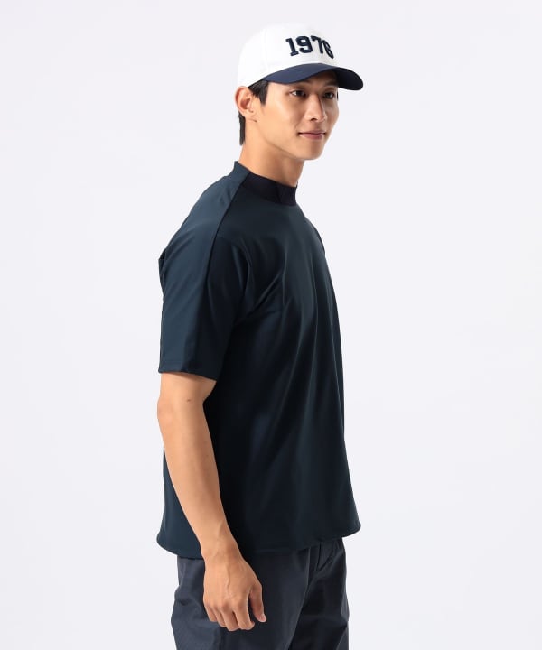 メッシュパネル モックネック シャツ Model : H:185 B:93 W:72 H:92  Size：L