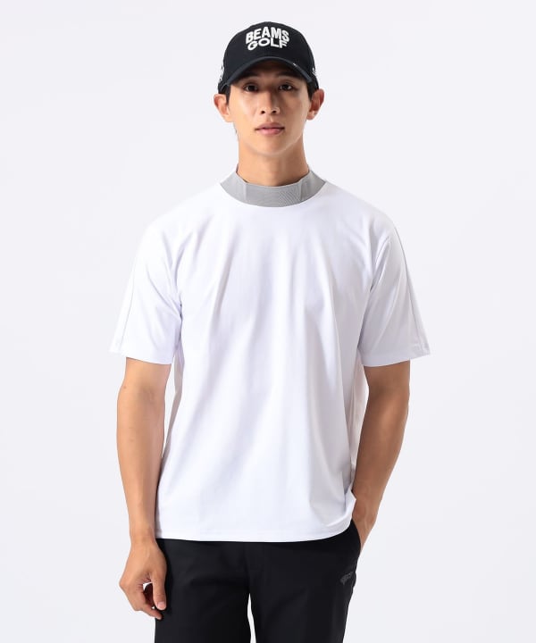 メッシュパネル モックネック シャツ Model : H:185 B:93 W:72 H:92  Size：L