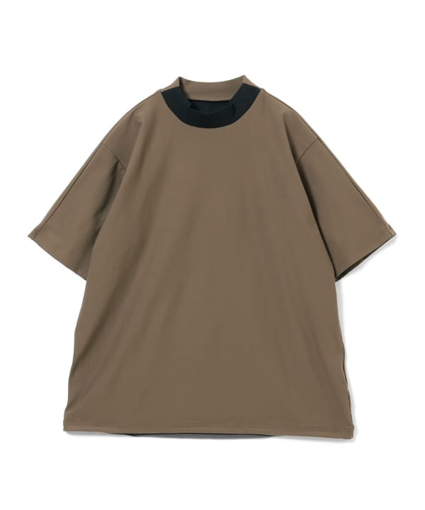 メッシュパネル モックネック シャツ