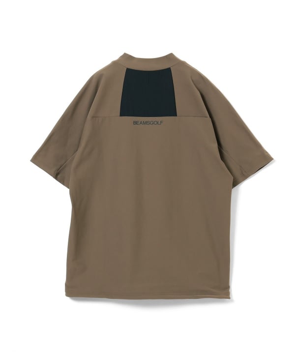 メッシュパネル モックネック シャツ