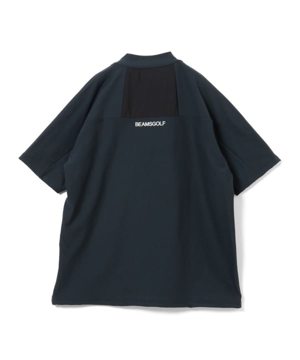 メッシュパネル モックネック シャツ