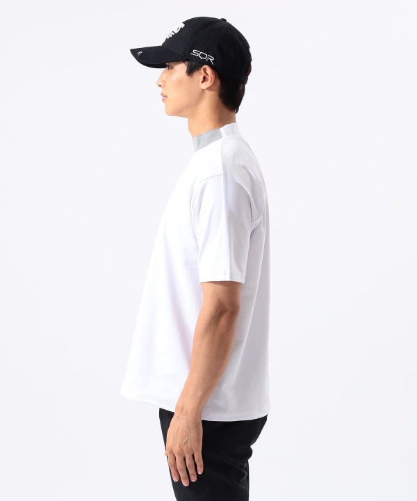 メッシュパネル モックネック シャツ Model : H:185 B:93 W:72 H:92  Size：L