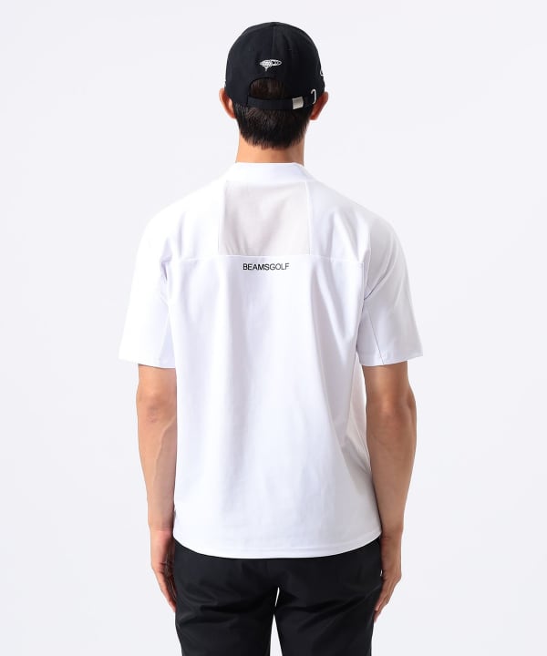 メッシュパネル モックネック シャツ Model : H:185 B:93 W:72 H:92  Size：L
