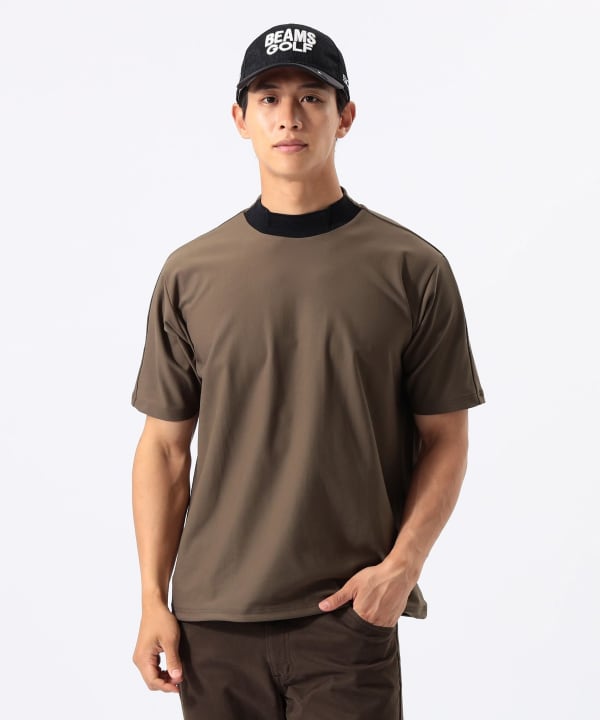 メッシュパネル モックネック シャツ Model : H:185 B:93 W:72 H:92  Size：L