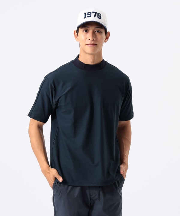 メッシュパネル モックネック シャツ Model : H:185 B:93 W:72 H:92  Size：L