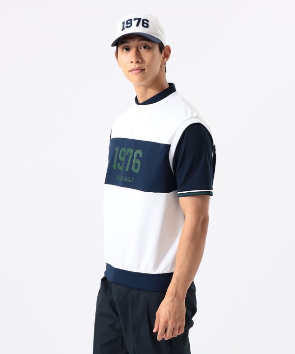 ORANGE LABEL / 1976 グラフィック ダンボールベスト（吸水速乾・UVカット） Model : H:185 B:93 W:72 H:92  Size：L