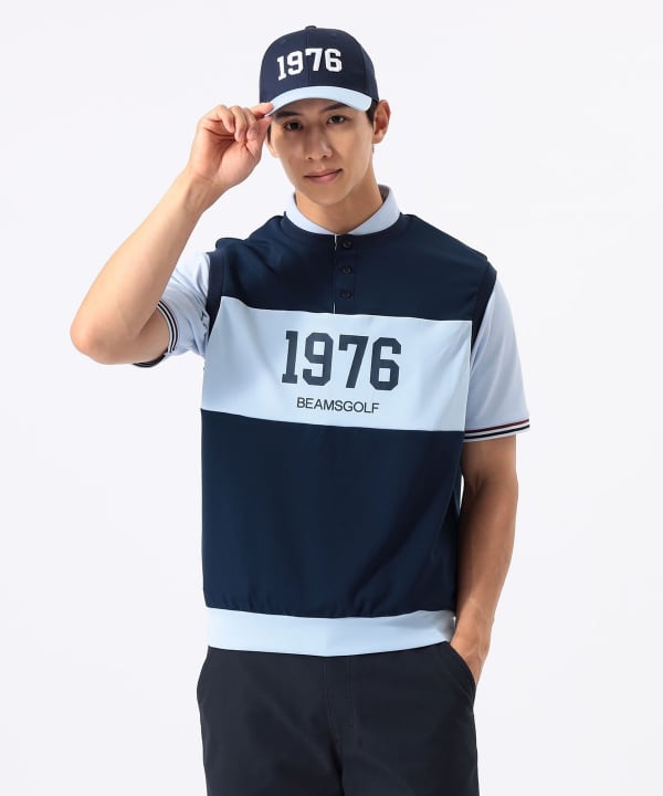ORANGE LABEL / 1976 グラフィック ダンボールベスト（吸水速乾・UVカット） Model : H:185 B:93 W:72 H:92  Size：L