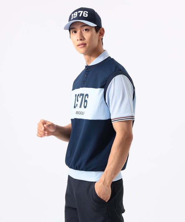ORANGE LABEL / 1976 グラフィック ダンボールベスト（吸水速乾・UVカット） Model : H:185 B:93 W:72 H:92  Size：L