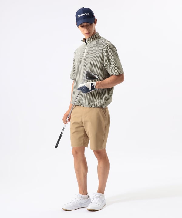ORANGE LABEL / スタンドカラーハーフジップ 半袖プルオーバー Model : H:185 B:93 W:72 H:92  Size：L
