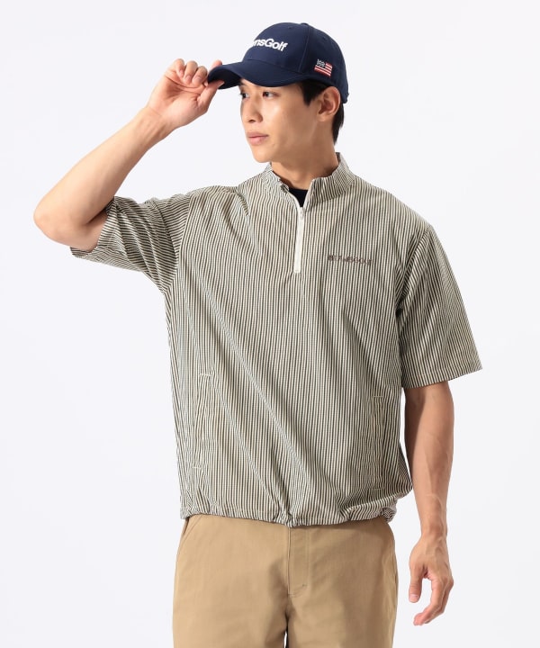 ORANGE LABEL / スタンドカラーハーフジップ 半袖プルオーバー Model : H:185 B:93 W:72 H:92  Size：L