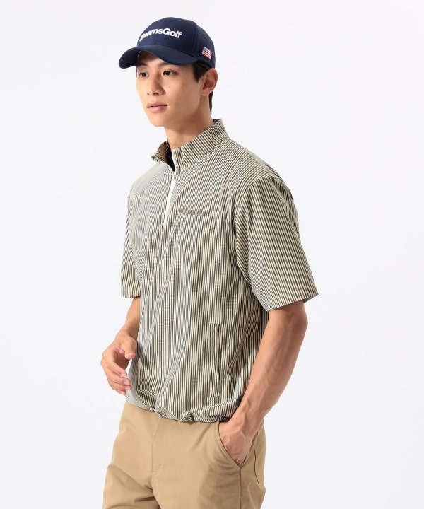 ORANGE LABEL / スタンドカラーハーフジップ 半袖プルオーバー Model : H:185 B:93 W:72 H:92  Size：L