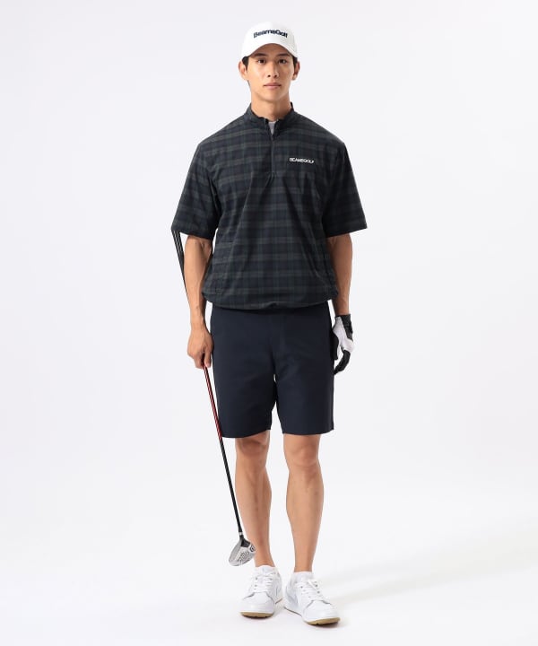 ORANGE LABEL / スタンドカラーハーフジップ 半袖プルオーバー Model : H:185 B:93 W:72 H:92  Size：L