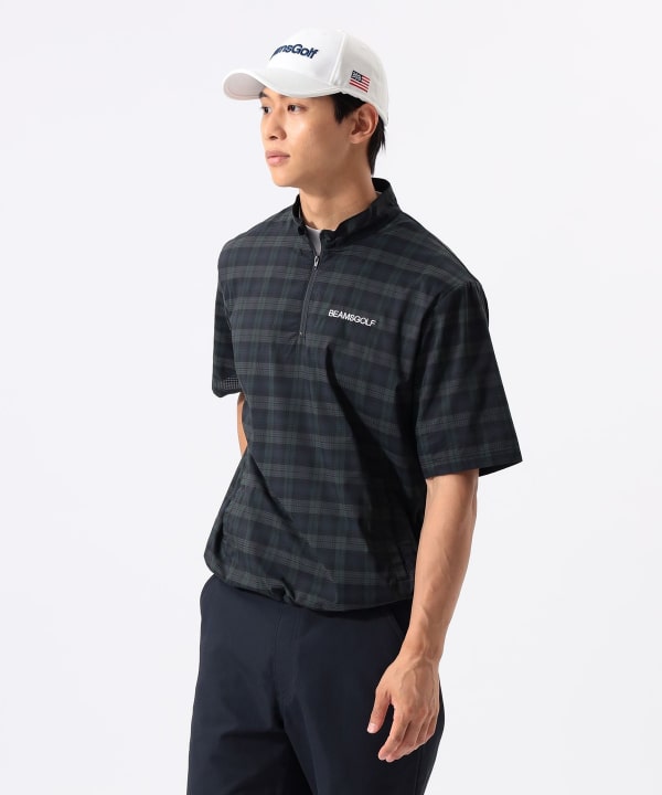 ORANGE LABEL / スタンドカラーハーフジップ 半袖プルオーバー Model : H:185 B:93 W:72 H:92  Size：L