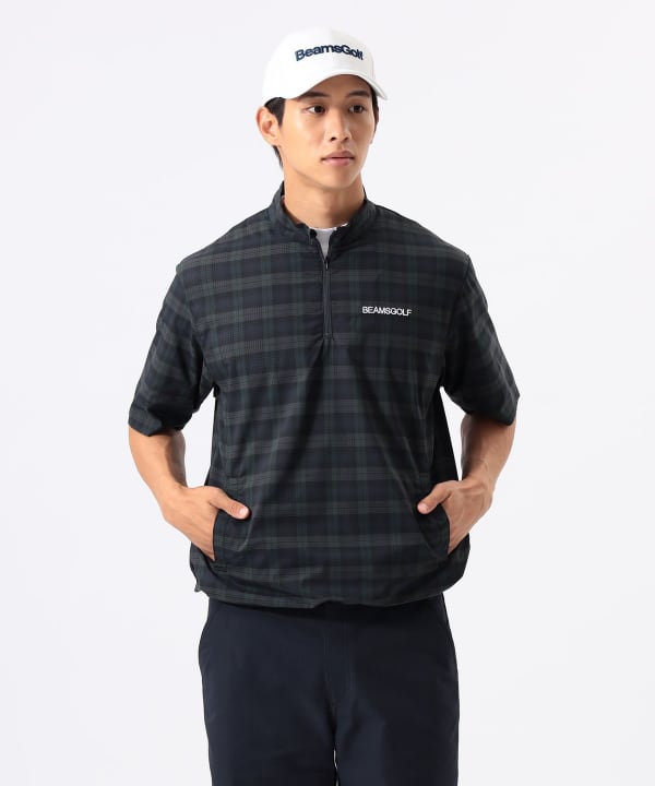 ORANGE LABEL / スタンドカラーハーフジップ 半袖プルオーバー Model : H:185 B:93 W:72 H:92  Size：L