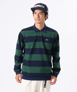 〈MEN〉【別注】LACOSTE / ボーダー ロングスリーブ ポロシャツ．
