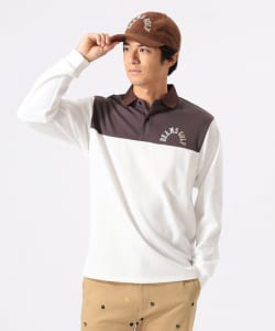 ORANGE LABEL / アーチロゴ 切替え ストレッチ 長袖ポロシャツ（UVカット）