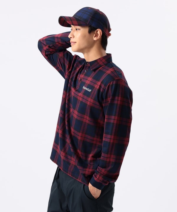 ORANGE LABEL / チェック ロングスリーブ ポロシャツ Model : H:185 B:93 W:72 H:92  Size：L