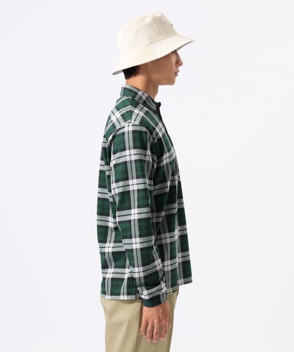 ORANGE LABEL / チェック ロングスリーブ ポロシャツ Model : H:185 B:93 W:72 H:92  Size：L
