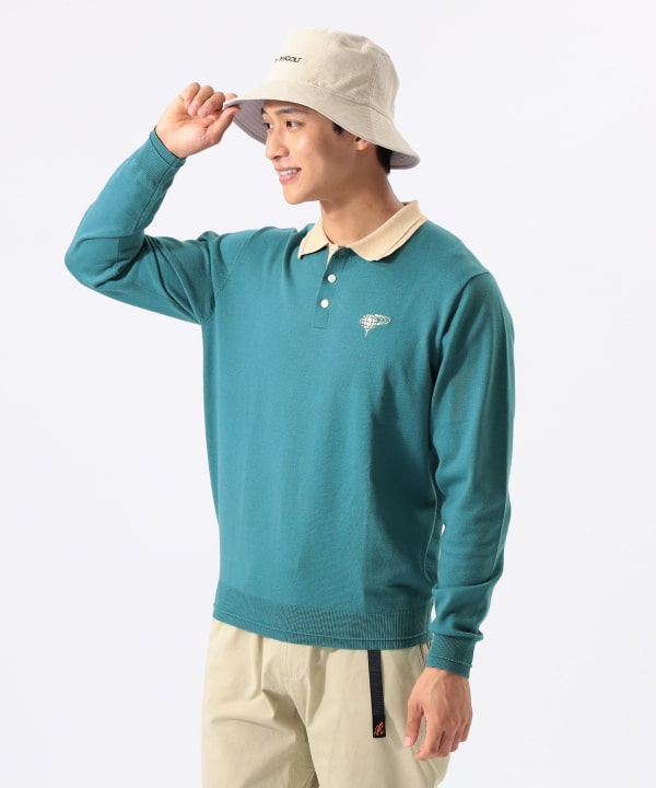 ORANGE LABEL / クレリック ライン ニットポロ Model : H:185 B:93 W:72 H:92 Size：L