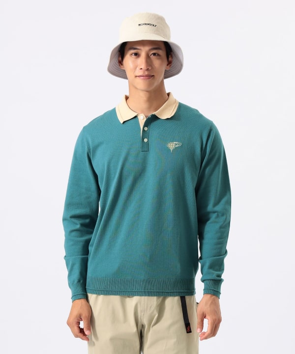ORANGE LABEL / クレリック ライン ニットポロ Model : H:185 B:93 W:72 H:92 Size：L