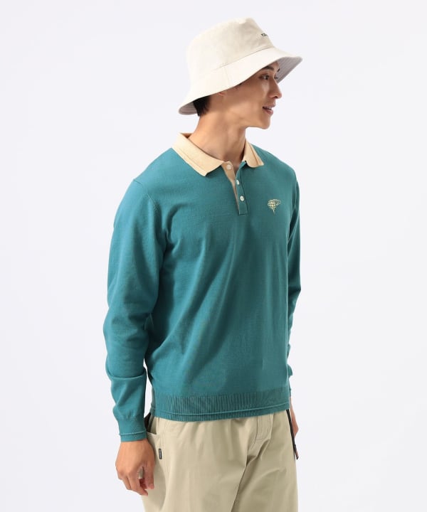 ORANGE LABEL / クレリック ライン ニットポロ Model : H:185 B:93 W:72 H:92 Size：L