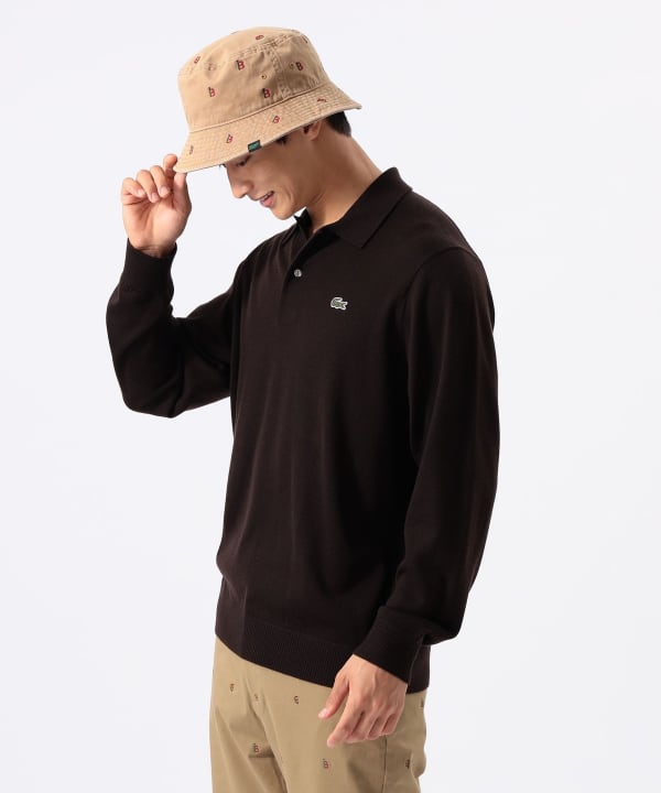 〈MEN〉【別注】LACOSTE / ロングスリーブ ニット ポロ Model : H:185 B:93 W:72 H:92  Size：L
