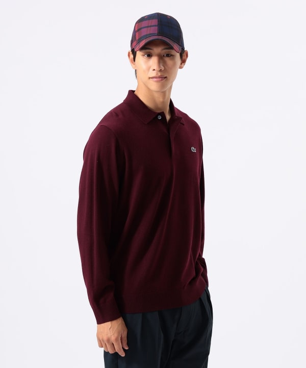 〈MEN〉【別注】LACOSTE / ロングスリーブ ニット ポロ Model : H:185 B:93 W:72 H:92  Size：L