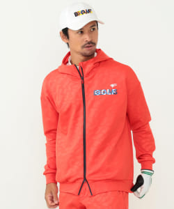 ＜MEN＞BEAMS GOLF ORANGE LABEL / メンフィス柄 エンボス フルジップ パーカ