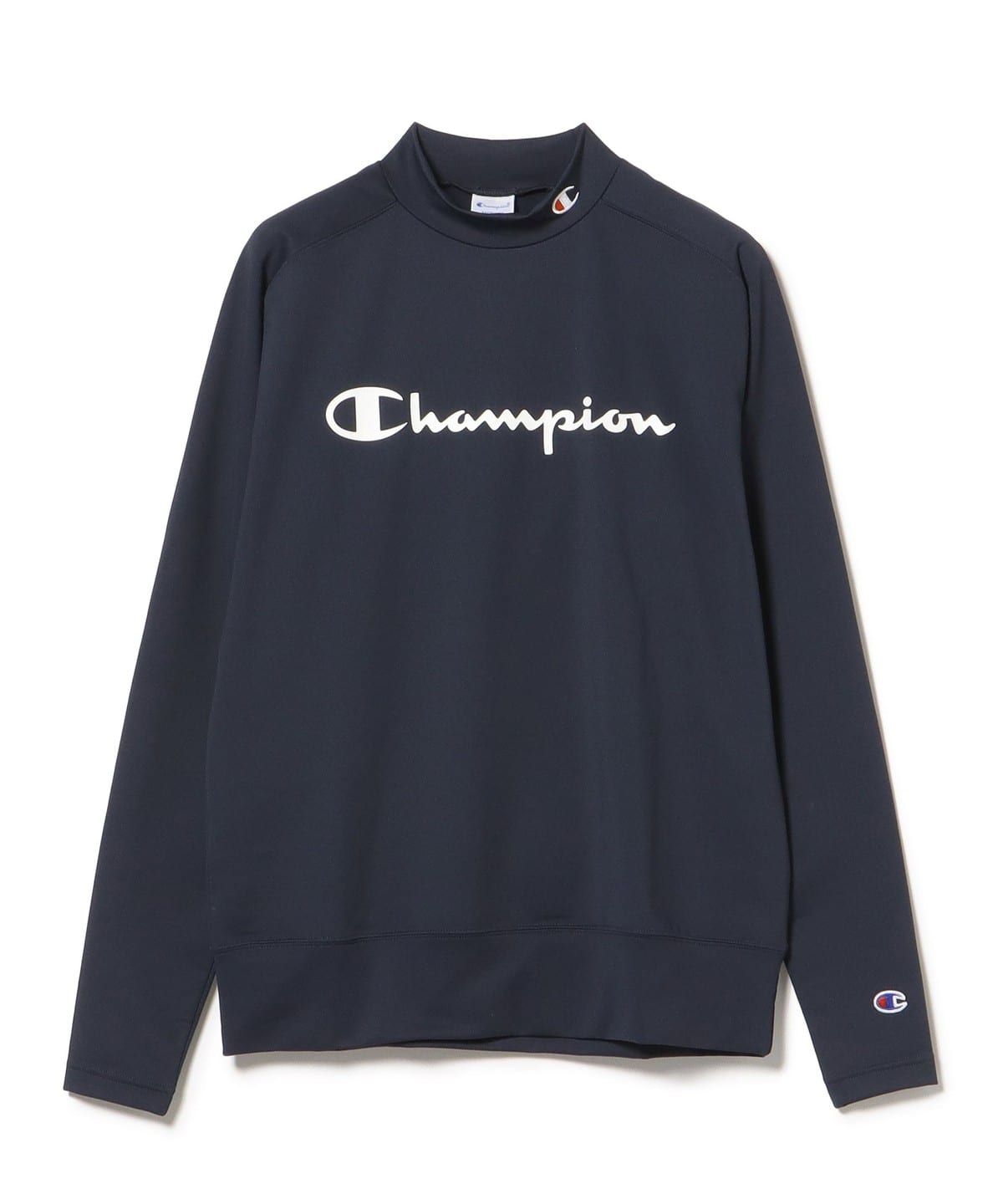 BEAMS GOLF チャンピオン コラボ 半袖 モックネック チャンピオンゴルフ 縦ロゴ半袖モックネック CW-XG302（ブルー