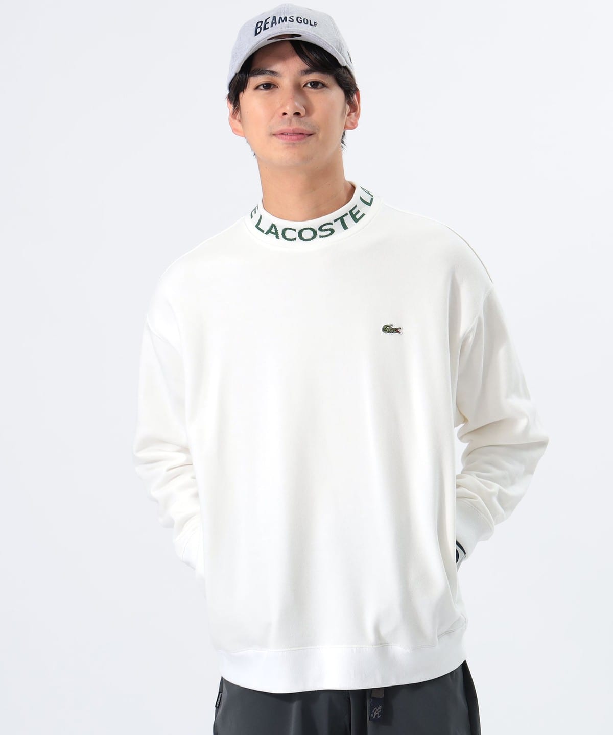 BEAMS GOLF (BEAMS GOLF) <MEN> [Special order] LACOSTE / Logo mock neck  sweatshirt (top sweatshirt) for sale | BEAMS