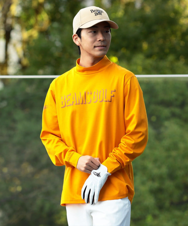 BEAMS GOLF ORANGE LABEL / シャドーロゴ ポンチモックネックシャツ-