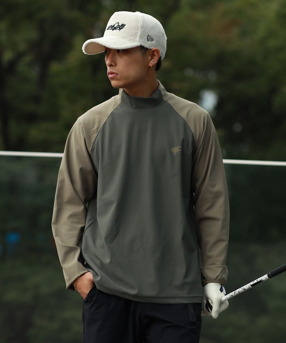 ビームスモックネック長袖シャツ BEAMS GOLF（ビームス ゴルフ）ORANGE LABEL / 異素材 ラグラン モック