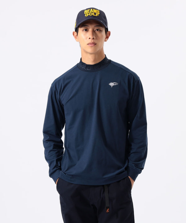 ORANGE LABEL / エンボスロゴ モックネックシャツ（吸水速乾・UVカット）. Model : H:185 B:93 W:72 H:92  Size：L