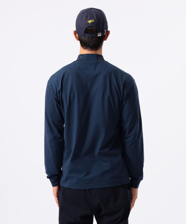 ORANGE LABEL / エンボスロゴ モックネックシャツ（吸水速乾・UVカット）. Model : H:185 B:93 W:72 H:92  Size：L