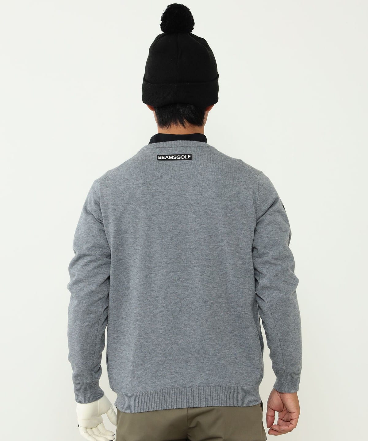 【GREY】BEAMS GOLF ORANGE LABEL / 裏地付き ケーブルポケットニット