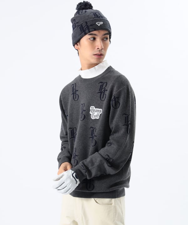 BEAMS GOLF（ビームス ゴルフ）〈MEN〉ORANGE LABEL / NYロゴ 総柄 ニット（トップス ニット・セーター）通販｜BEAMS